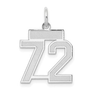 14k White Gold, Jersey Collection, Small Number 72 Pendant